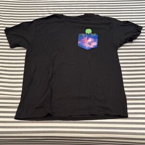 Black Short Sleeve Pocket Tee with Galaxy Print